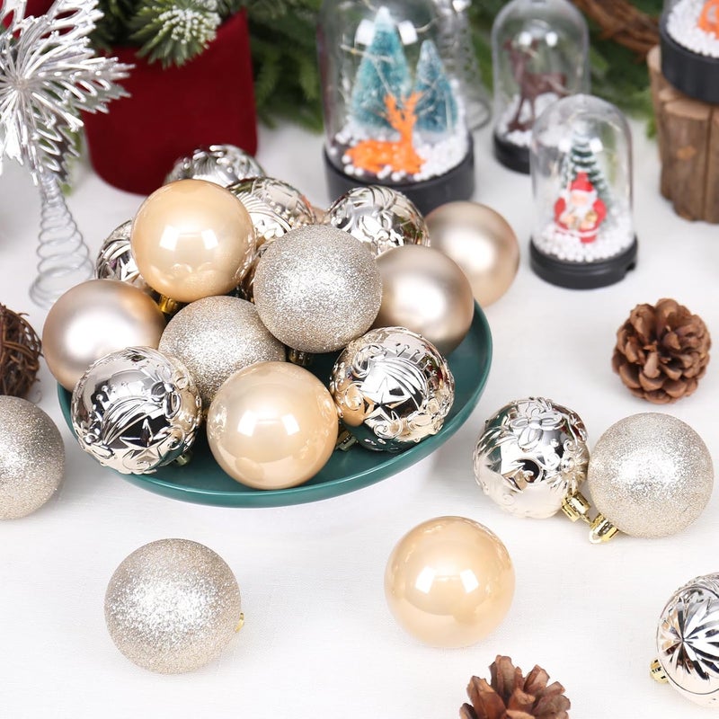RoseCraft 30PCS Christmas Ball Ornaments, 2.36" Champagne Shatterproof Ornament Set for Christmas Tree Hanging Decorations, for Home Holiday Xmas Party Decor. - Image 4
